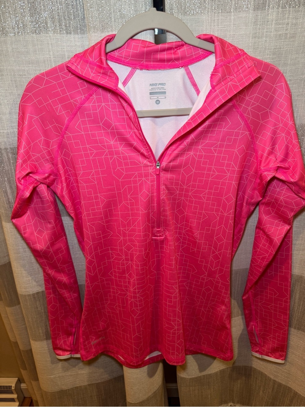 Nike Hot Pink Geometric Half-Zip Athletic Top
